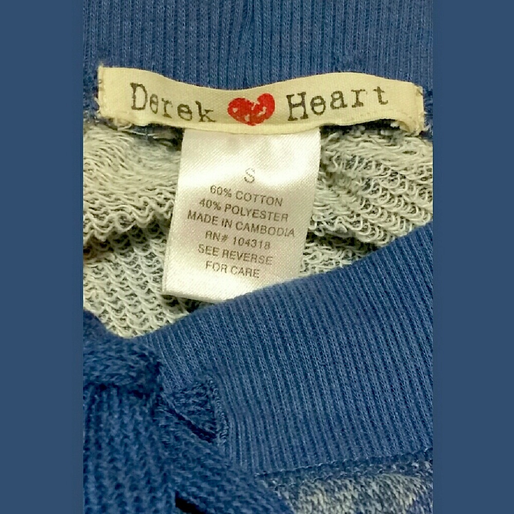Derek Heart Cropped Joggers Blue “Brooklyn” Graphic Sweatpants Soft Crop Pants S - Picture 8 of 11